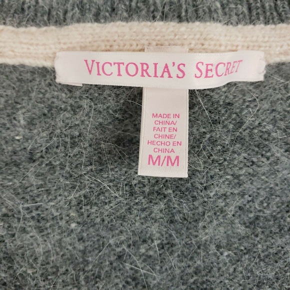 Victorias Secret Size M Gray Boxy Nylon Rabbit Wool Sweater Slouchy Cozy Casual - Picture 5 of 10